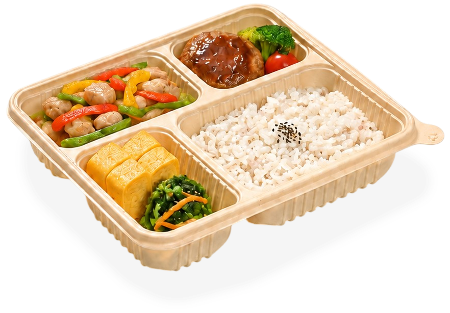 4仕切り弁当容器 DRH-4G-B